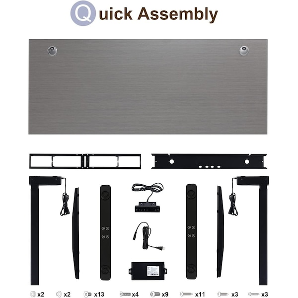 Lift It, 72x24 Electric Sit Stand Desk, 4 Memory/1 USB LED Control, Grey Strand Top, Black Base